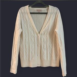 Philosophy Cashmere Preppy Minimalist Retro Women's Cream Cardigan Sweater S